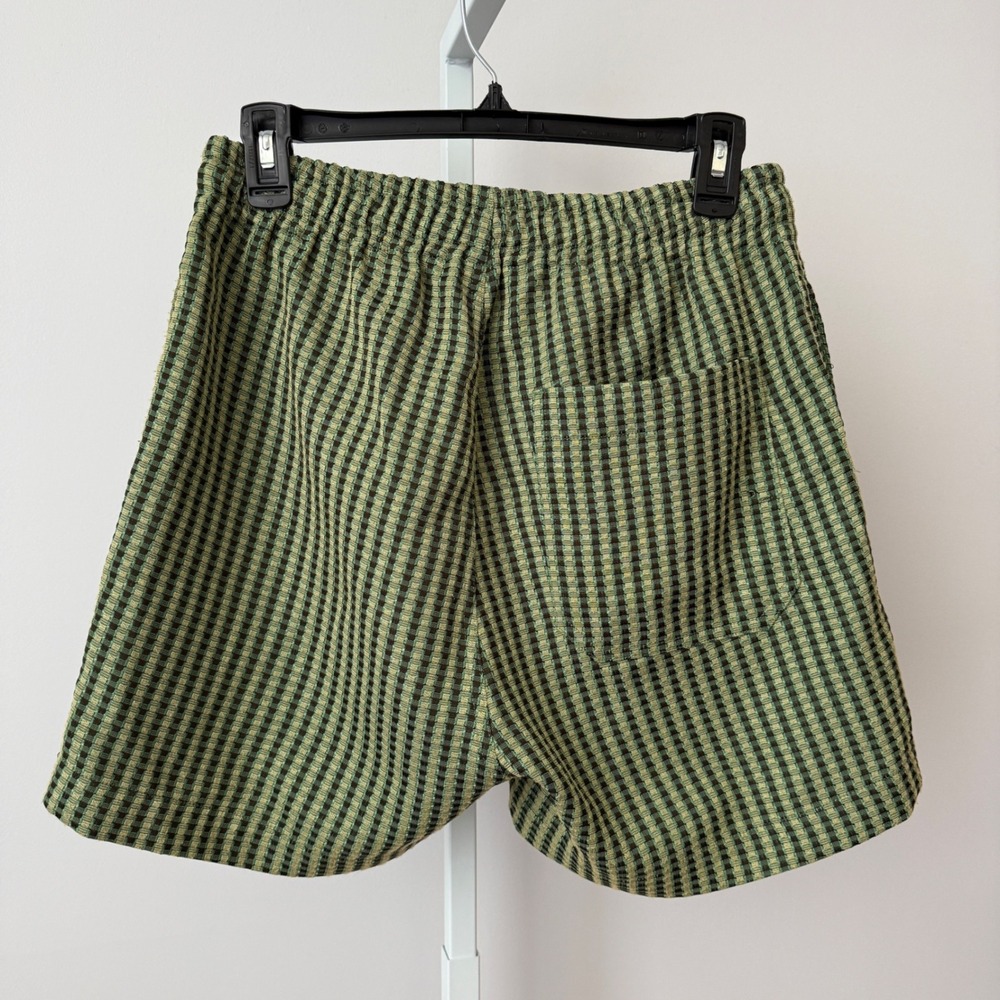 Shades of Grey by Micah Cohen sz S Womens Small Green Gingham Textured Shorts - Picture 7 of 7
